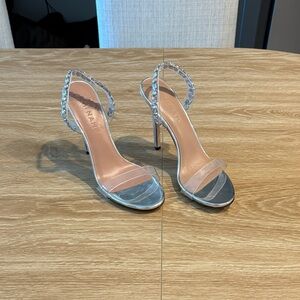 Chic Transparent Heels with Silver Details